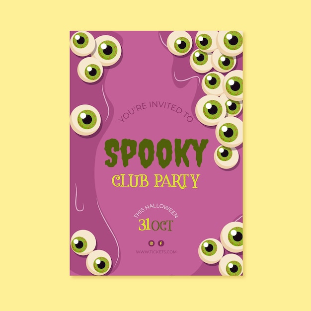 Hand drawn flat halloween vertical flyer template