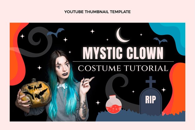 Hand drawn flat halloween youtube thumbnail