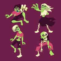 Free vector hand drawn flat halloween zombies collection