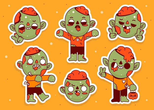 Free vector hand drawn flat halloween zombies collection