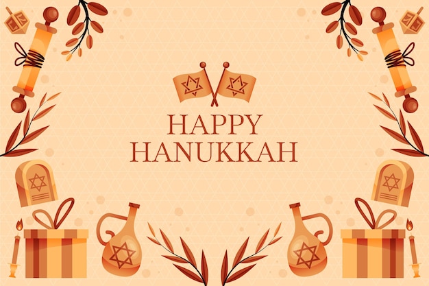 Free vector hand drawn flat hanukkah background