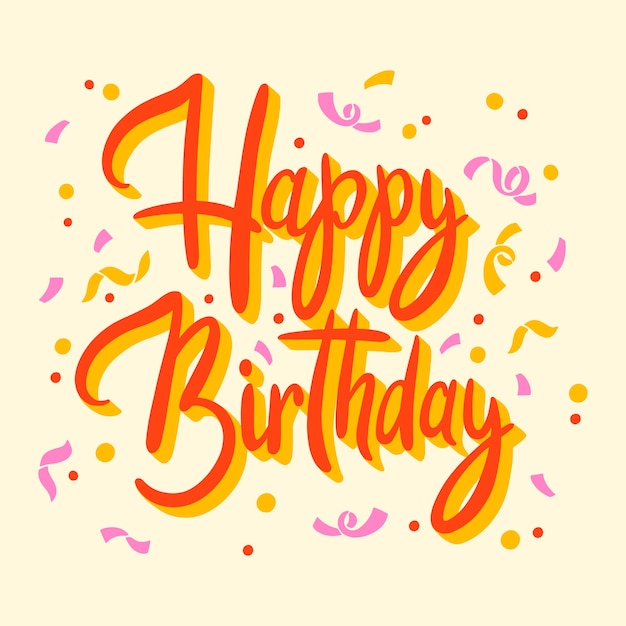 Free vector hand drawn flat happy birthday lettering