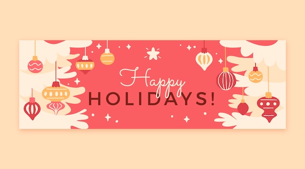 Free Vector hand drawn flat happy holidays christmas banner