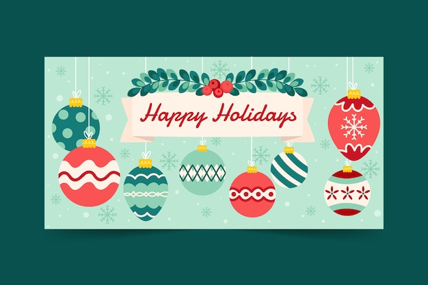 Free vector hand drawn flat happy holidays horizontal banner