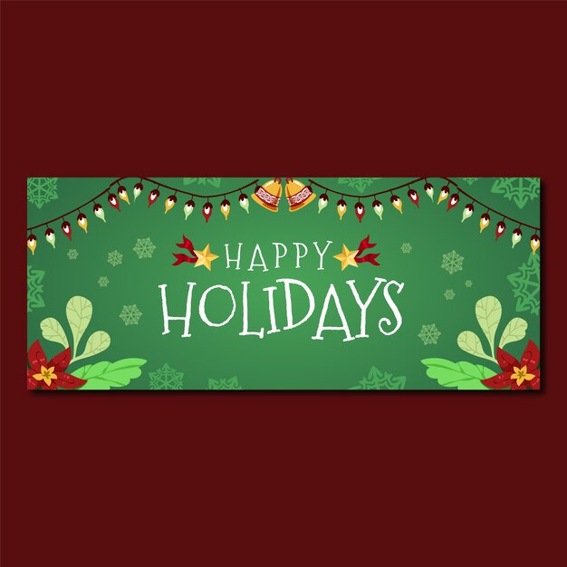 Free vector hand drawn flat happy holidays horizontal banner