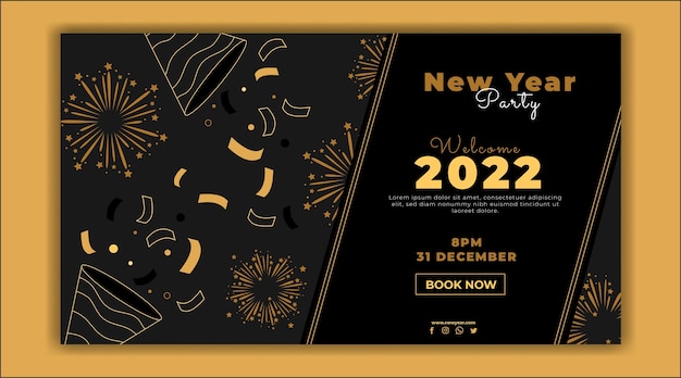 Hand drawn flat happy new year 2022 banner