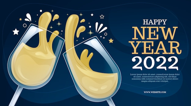 Free vector hand drawn flat happy new year 2022 horizontal banner