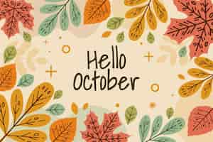 Free vector hand drawn flat hello october background