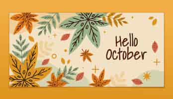 Free vector hand drawn flat hello october banner