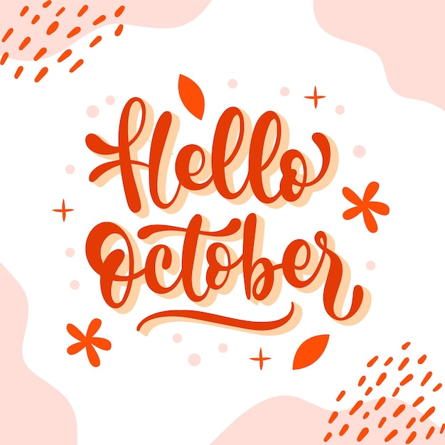 Рисованная плоская надпись hello October