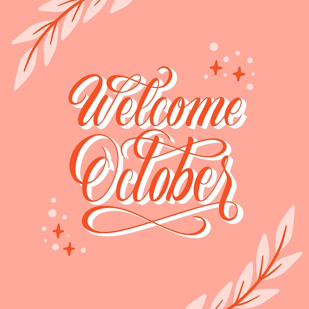 Hand drawn flat hello october lettering vectors – free to download