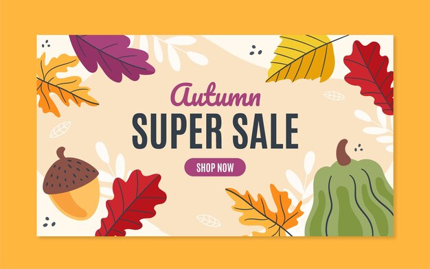 Free vector hand drawn flat horizontal autumn banner