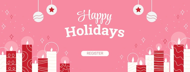 Free vector hand drawn flat horizontal happy holidays banner