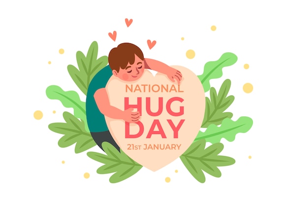 Hand drawn flat hug day background