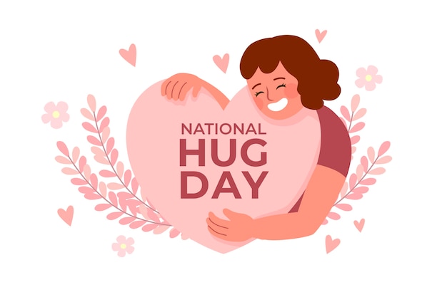 Hand drawn flat hug day background