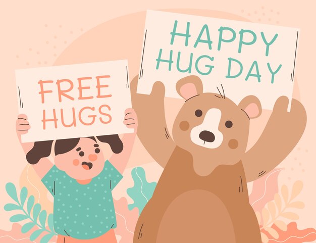 Hand drawn flat hug day background