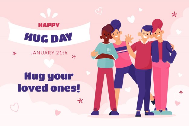 hand drawn flat hug day background