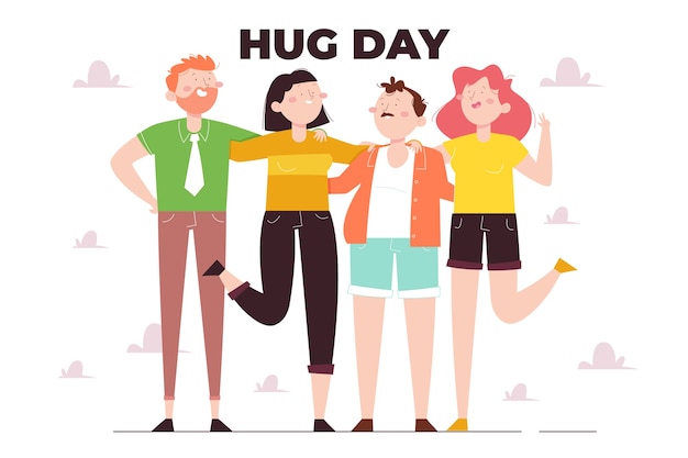 Free vector hand drawn flat hug day background