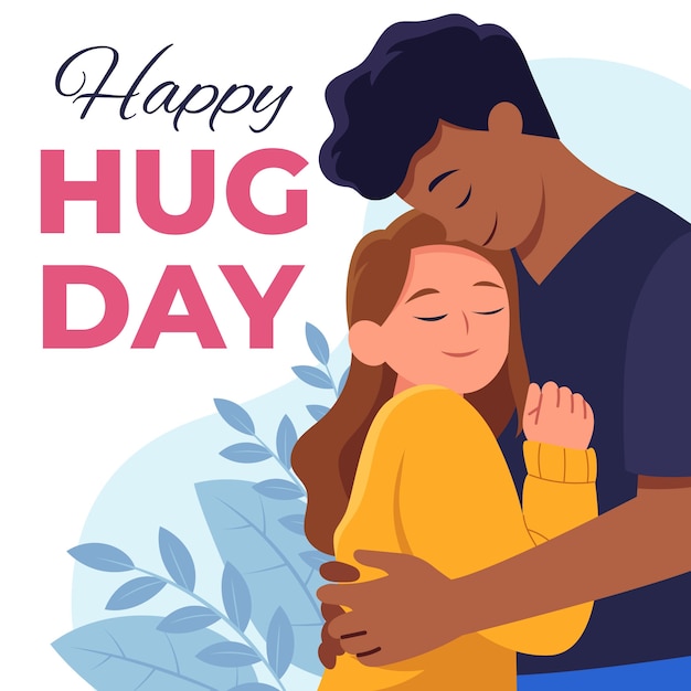 Hand drawn flat hug day background