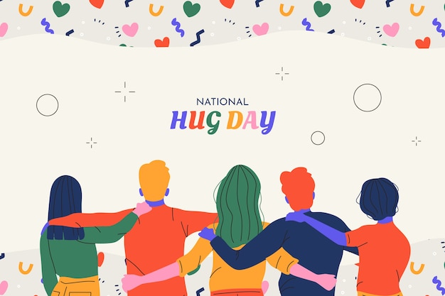 Hand drawn flat hug day background