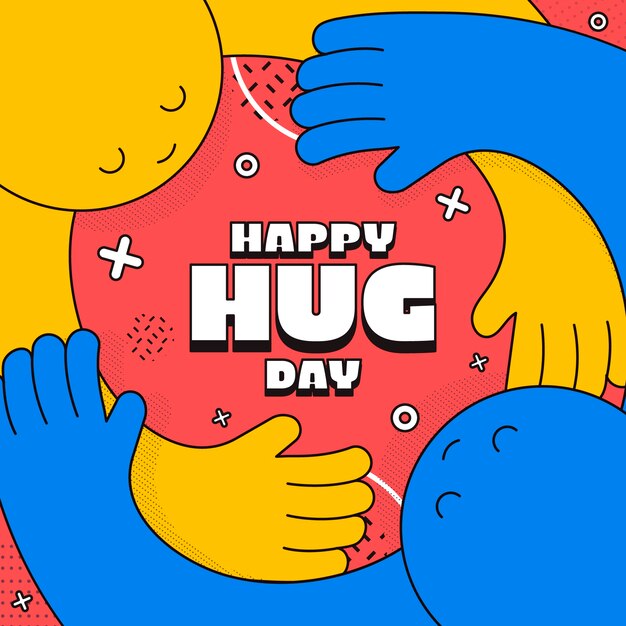 Hand drawn flat hug day background