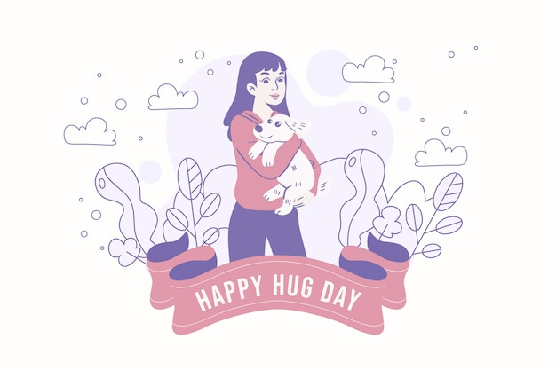 Hand drawn flat hug day background