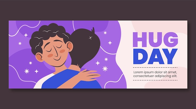 Free vector hand drawn flat hug day horizontal banner template