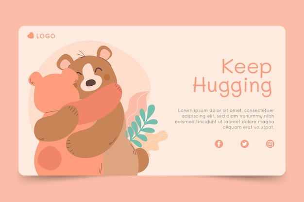 Hand drawn flat hug day horizontal banner