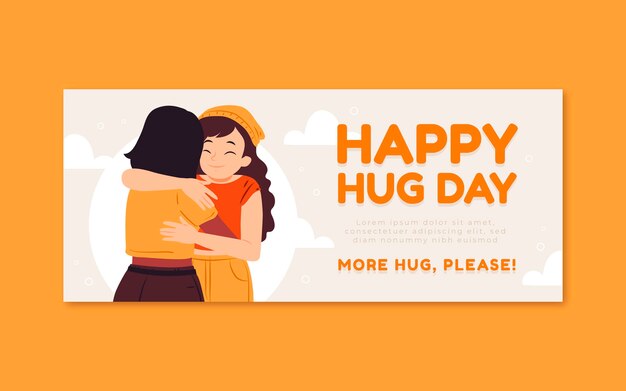 Hand drawn flat hug day horizontal banner