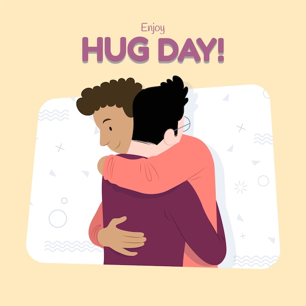 hand drawn flat hug day illustration