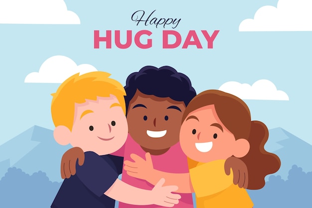 Free vector hand drawn flat hug day illustration