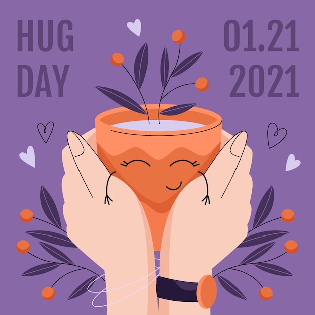 Free vector hand drawn flat hug day illustration