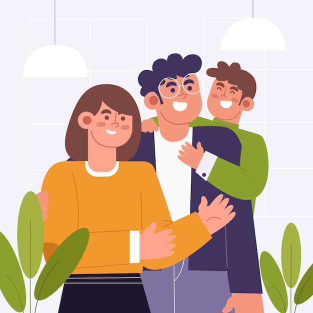 Free vector hand drawn flat hug day illustration