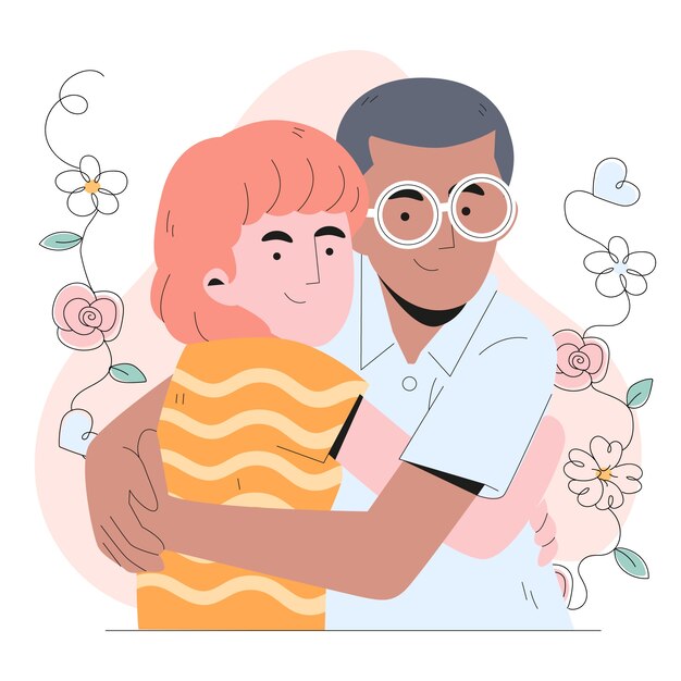 Hand drawn flat hug day illustration