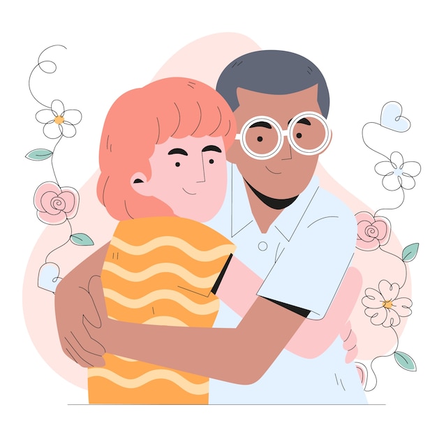 Hand drawn flat hug day illustration