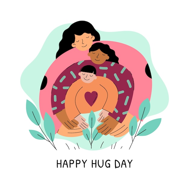 Free vector hand drawn flat hug day illustration