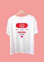 Free vector hand drawn flat i love you to the moon valentine's day t-shirt