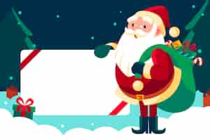 Free vector hand drawn flat illustration of christmas character holding blank banner