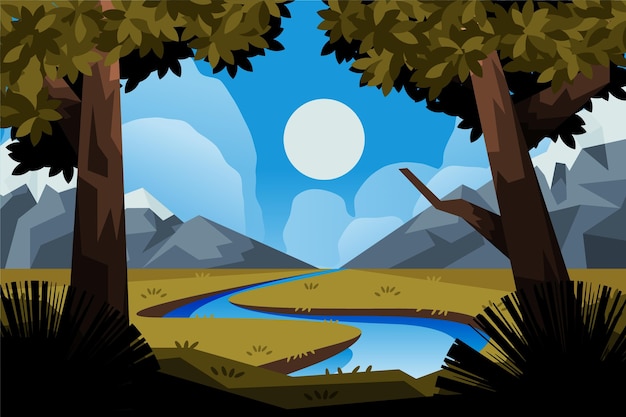 Free vector hand drawn flat illustration of landscape