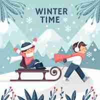 Free vector hand drawn flat illustration of winter people