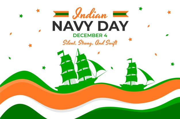 手描きフラットインド海軍記念日の背景