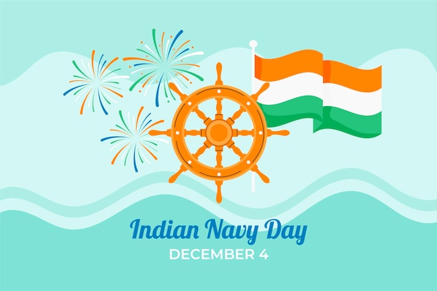 手描きフラットインド海軍記念日のイラスト