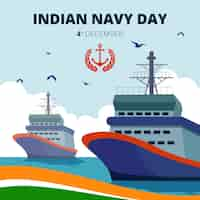 Free vector hand drawn flat indian navy day illustration