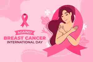 Free vector hand drawn flat international day against breast cancer background