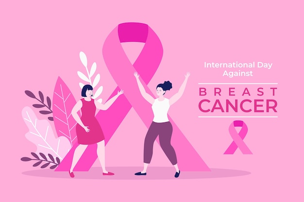 Free vector hand drawn flat international day against breast cancer background