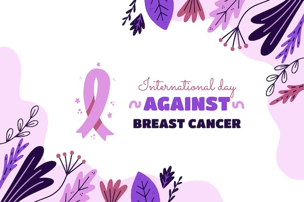 유방암 배경에 대해 손으로 그린 평평한 국제의 날