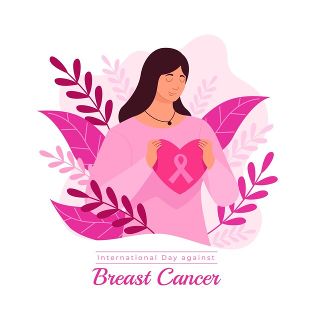 Hand drawn flat international day against breast cancer illustration