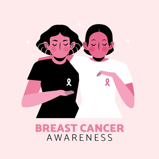 유방암 그림에 대한 손으로 그린 평평한 국제의 날