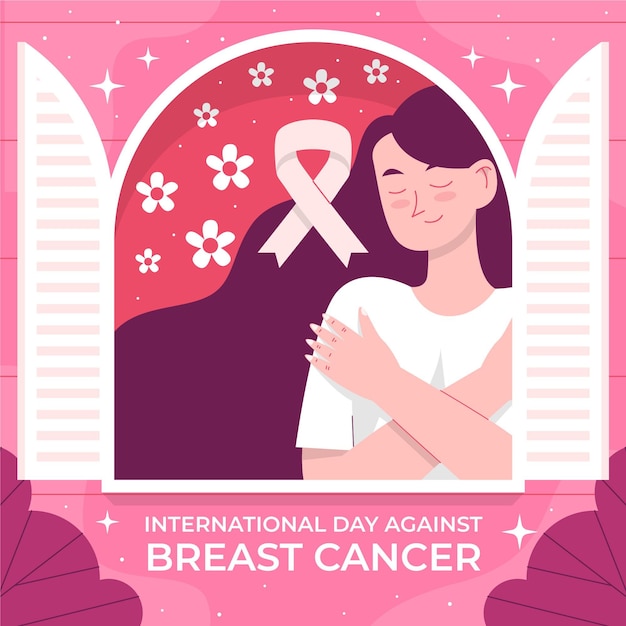 Hand drawn flat international day against breast cancer illustration