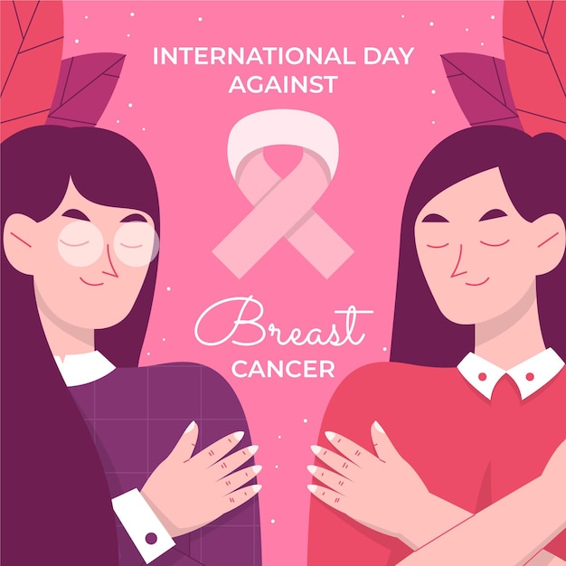 Hand drawn flat international day against breast cancer illustration